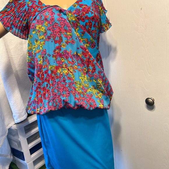 NWOT sharp blue w flowers casual, party homecoming prom wedding date night dress - Picture 6 of 7